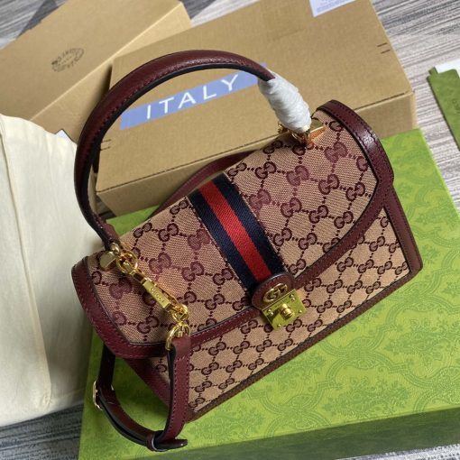 Gucci Ophidia GG Small Top Handle Bag Wine Red - Image 3