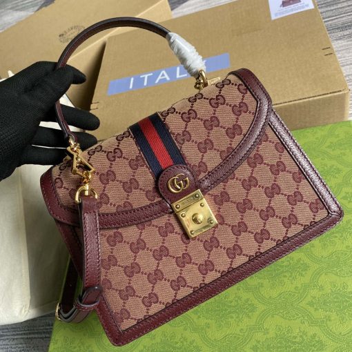 Gucci Ophidia GG Small Top Handle Bag Wine Red - Image 4
