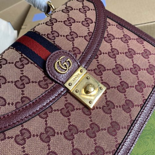 Gucci Ophidia GG Small Top Handle Bag Wine Red - Image 6