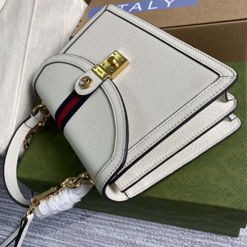 Gucci Ophidia GG Small Top Handle Leather Bag White - Image 3