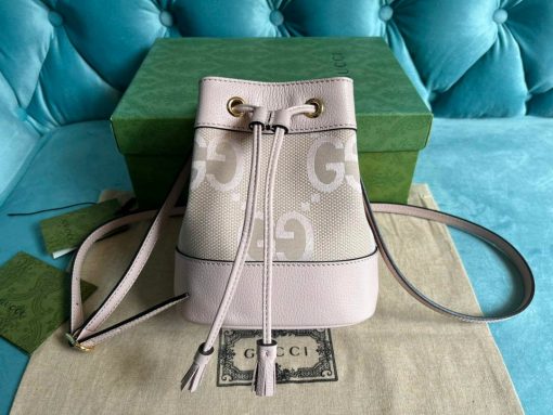 Gucci Ophidia Jumbo GG Mini Bucket Bag Light Pink