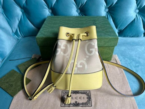 Gucci Ophidia Jumbo GG Mini Bucket Bag Yellow