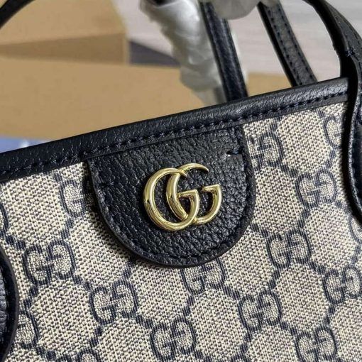 Gucci Ophidia Medium Tote Bag Dark Blue Canvas - Image 6