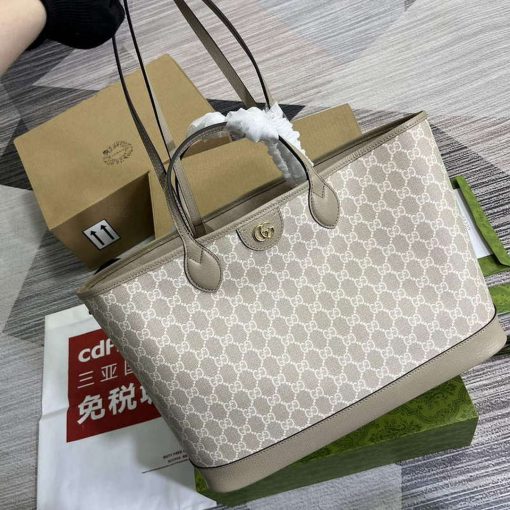 Gucci Ophidia Medium Tote Bag Oatmeal Canvas - Image 3