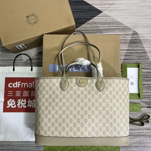 Gucci Ophidia Medium Tote Bag Oatmeal Canvas