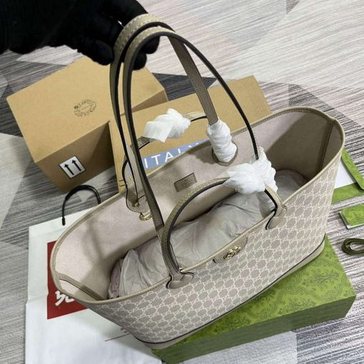 Gucci Ophidia Medium Tote Bag Oatmeal Canvas - Image 8