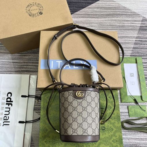 Gucci Ophidia Mini Bucket Bag Brown