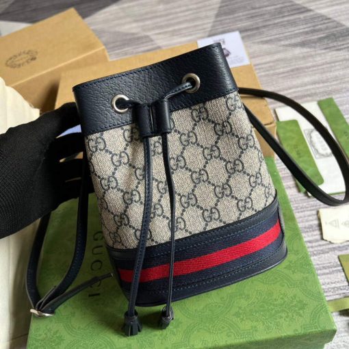 Gucci Ophidia Mini GG Bucket Bag Beige Blue - Image 4