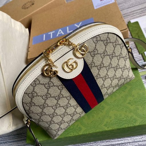 Gucci Ophidia Small GG Shoulder Bag Beige White - Image 7