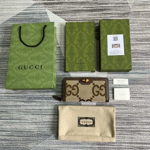 Gucci Original Brown Leather Bamboo Wallet - Image 9