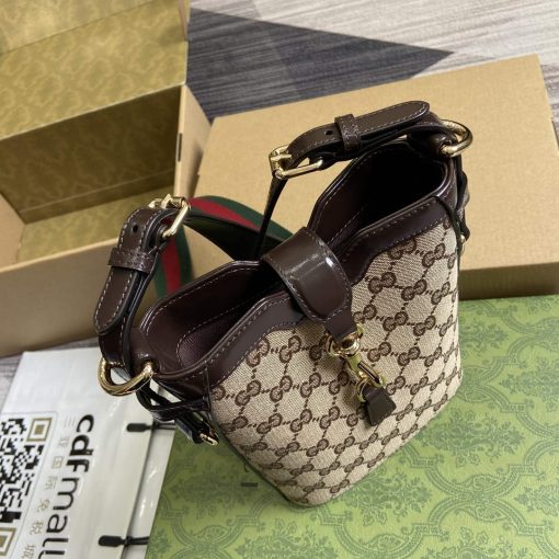 Gucci Original GG Small Bucket Bag Brown - Image 8