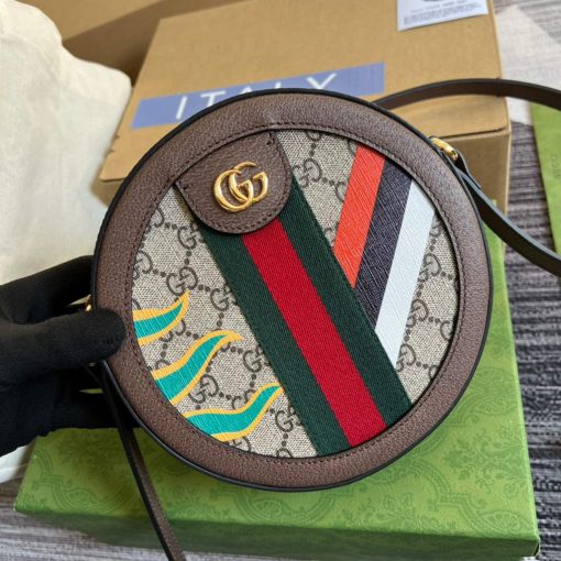 Gucci Round Shoulder Bag With Double G Beige Brown - Image 4