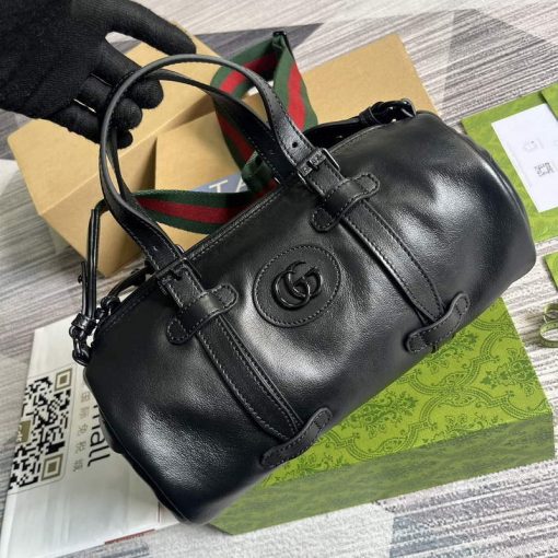 Gucci Small Duffle Bag With Tonal Double G Black - Image 2