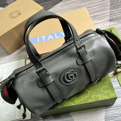 Gucci Small Duffle Bag With Tonal Double G Gray - Image 5