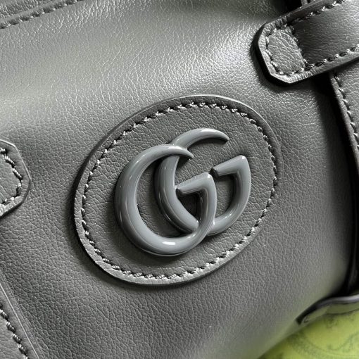 Gucci Small Duffle Bag With Tonal Double G Gray - Image 6