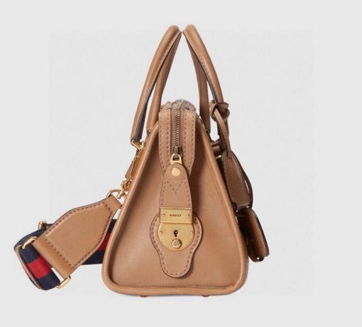 Gucci Small Top Handle Bag With Double G Brown - Image 4
