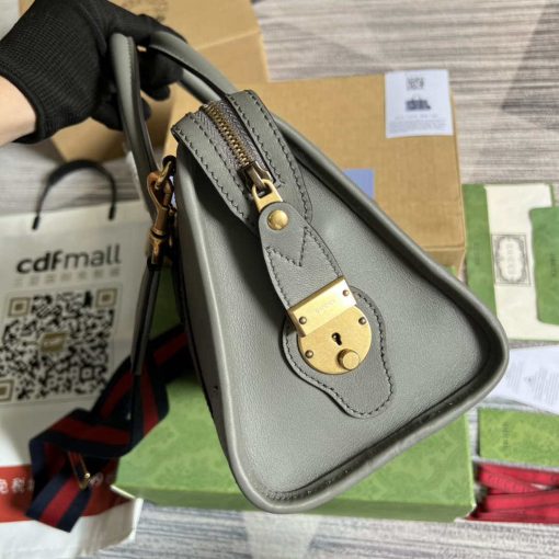 Gucci Small Top Handle Bag With Double G Gray - Image 3