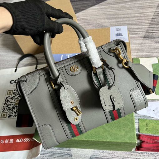 Gucci Small Top Handle Bag With Double G Gray - Image 4