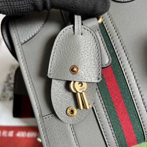 Gucci Small Top Handle Bag With Double G Gray - Image 7