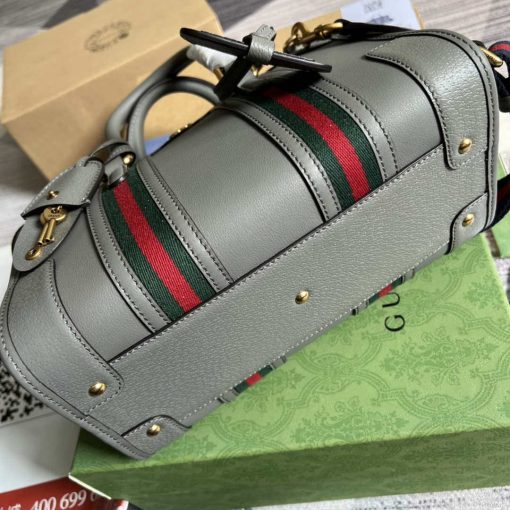 Gucci Small Top Handle Bag With Double G Gray - Image 8