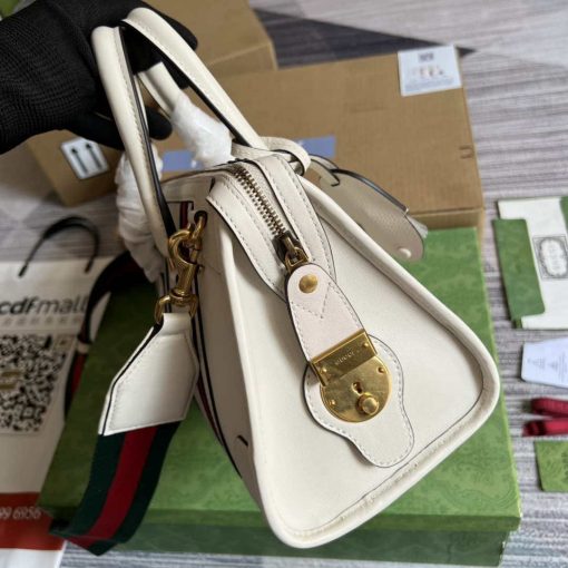 Gucci Small Top Handle Bag With Double G White - Image 3