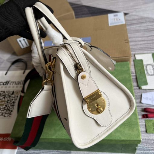 Gucci Small Top Handle Bag With Double G White - Image 3