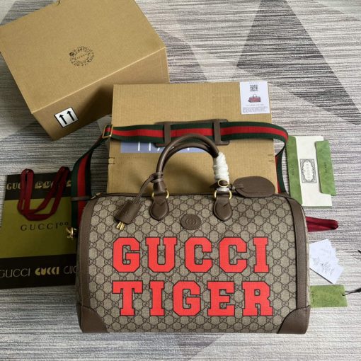 Gucci Tiger GG Large Duffle Bag Brown