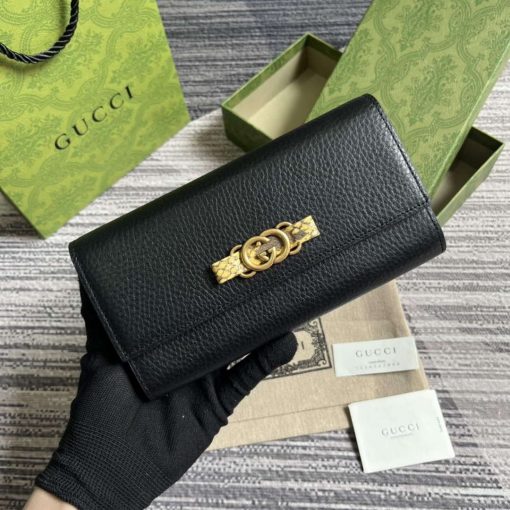 Gucci Wallet With Interlocking G Python Bow Black