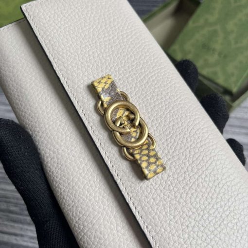 Gucci Wallet With Interlocking G Python Bow White - Image 6