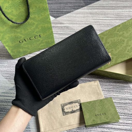 Gucci Zip Around Wallet With Gucci Script Black - Image 2