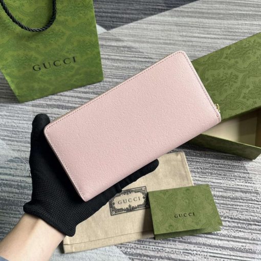 Gucci Zip Around Wallet With Gucci Script Light Pink - Image 2