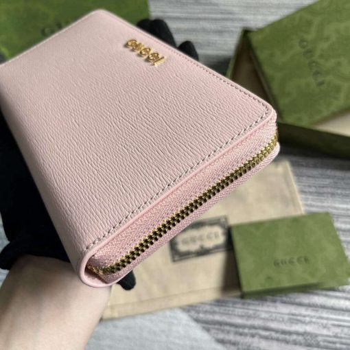 Gucci Zip Around Wallet With Gucci Script Light Pink - Image 5