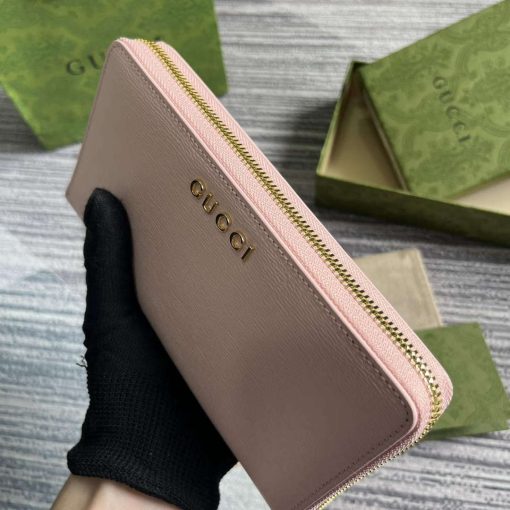 Gucci Zip Around Wallet With Gucci Script Light Pink - Image 6