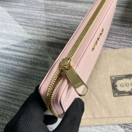 Gucci Zip Around Wallet With Gucci Script Light Pink - Image 8