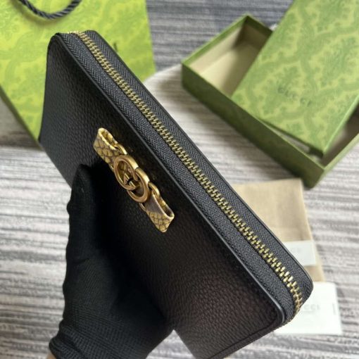 Gucci Zip Wallet With Interlocking G Python Bow Black - Image 6