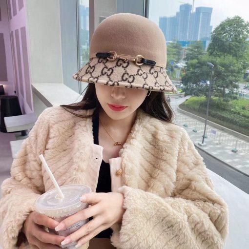 Gucci 2022 Fall And Winter Tweed Basin Hat - Image 2