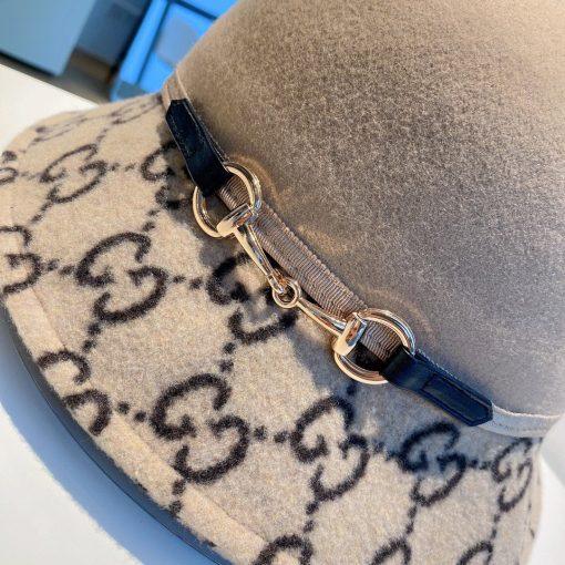 Gucci 2022 Fall And Winter Tweed Basin Hat - Image 5