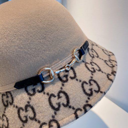 Gucci 2022 Fall And Winter Tweed Basin Hat - Image 6