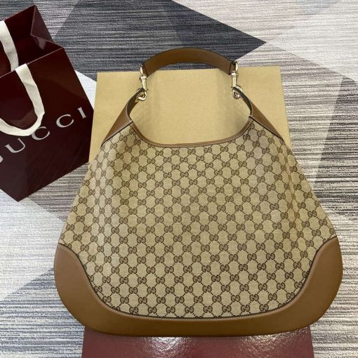 Gucci B Medium Shoulder Bag Brown Leather Trim - Image 2