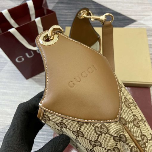 Gucci B Medium Shoulder Bag Brown Leather Trim - Image 4