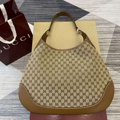 Gucci B Medium Shoulder Bag Brown Leather Trim