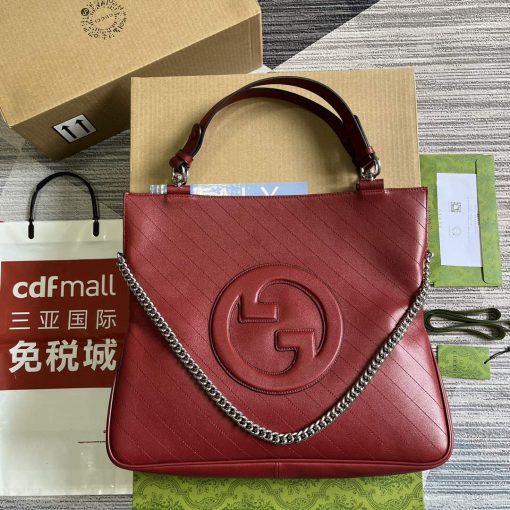 Gucci Blondie Medium Toed Bag Red Leather