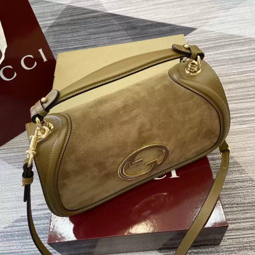 Gucci Blondie Medium Top Handle Bag Light Brown Suede - Image 5