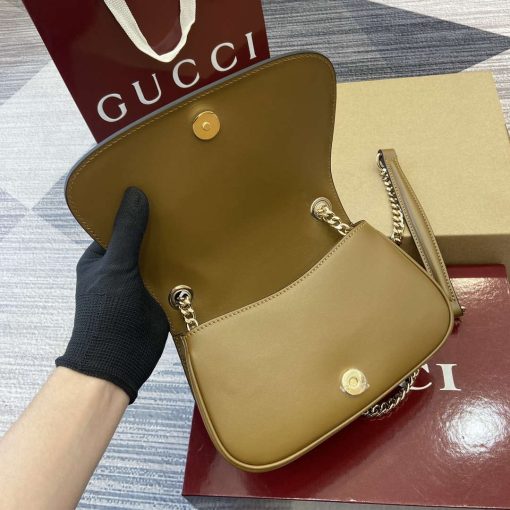 Gucci Blondie Mini Shoulder Bag Suede Leather Dark Brown - Image 7