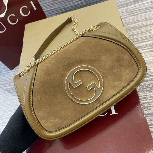 Gucci Blondie Small Shoulder Bag Brown Suede Leather - Image 4