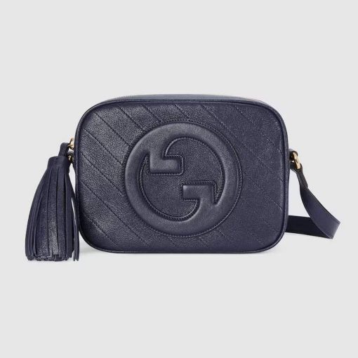 Gucci Blondie Small Shoulder Bag Navy Blue Leather