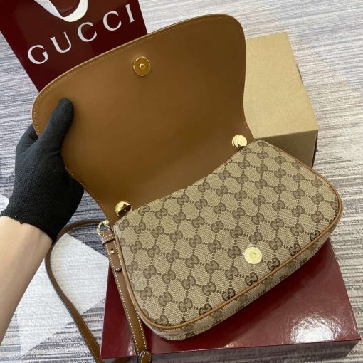 Gucci Blondie Small Top Handle Bag Beige Dark Brown Canvas - Image 11