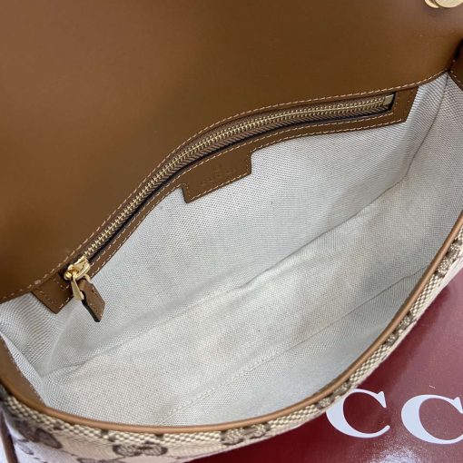 Gucci Blondie Small Top Handle Bag Beige Dark Brown Canvas - Image 9