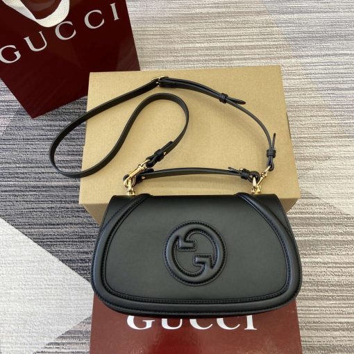 Gucci Blondie Small Top Handle Bag Black Smooth Leather