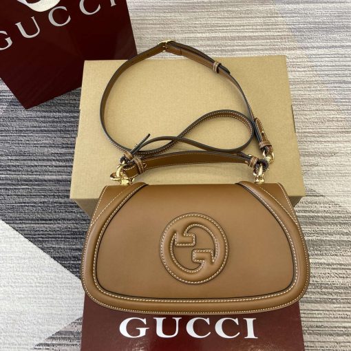 Gucci Blondie Small Top Handle Bag Brown Smooth Leather